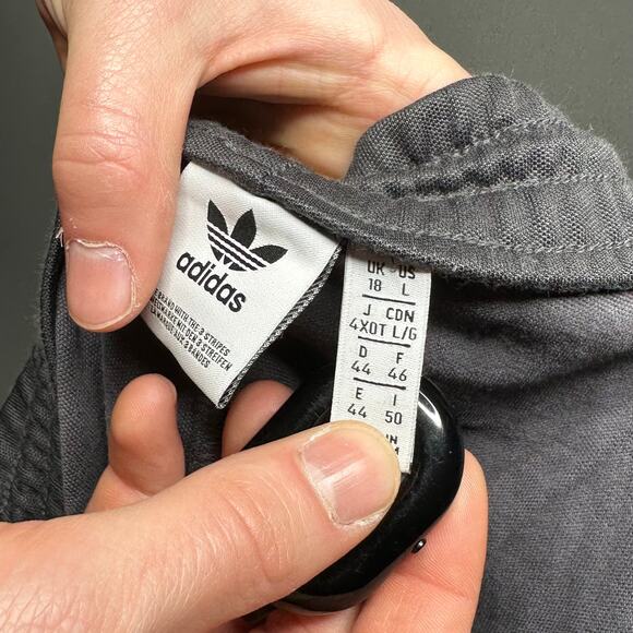 Adidas Joggers Dark Grey Polyester Violet Purple Embroidered Flowers Artwork - Picture 4 of 4